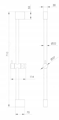 DRĄŻEK PRYSZNICOWY FI 22 CHROM+UCHWYT PRZESUWNY REGULOWANY DŁUGOŚĆ 700 MM Kod producenta 0492