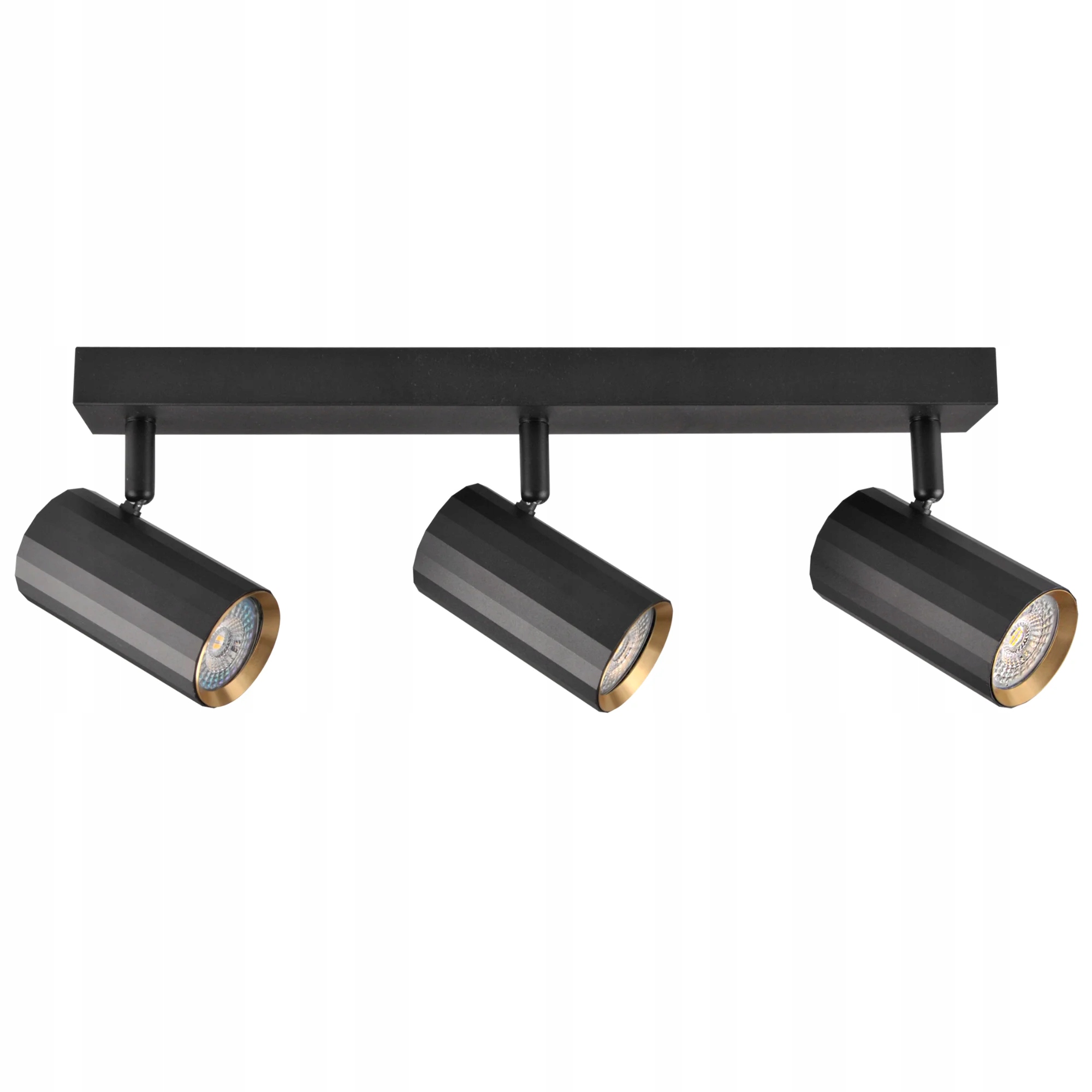 Stropní nástěnná lampa černá zlatá 3 reflektory 40 cm Polux