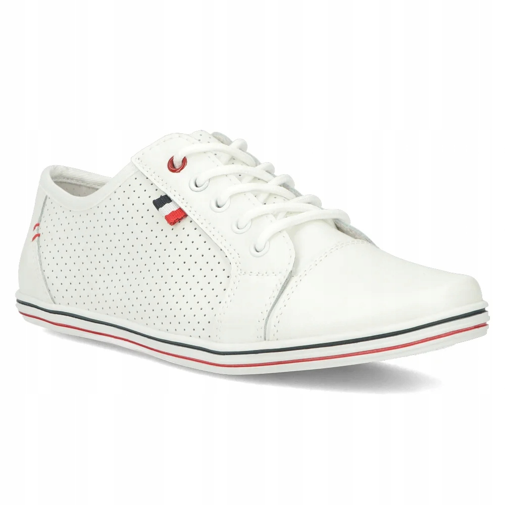 Buty damskie półbuty płaskie skórzane sznurowane białe r.37