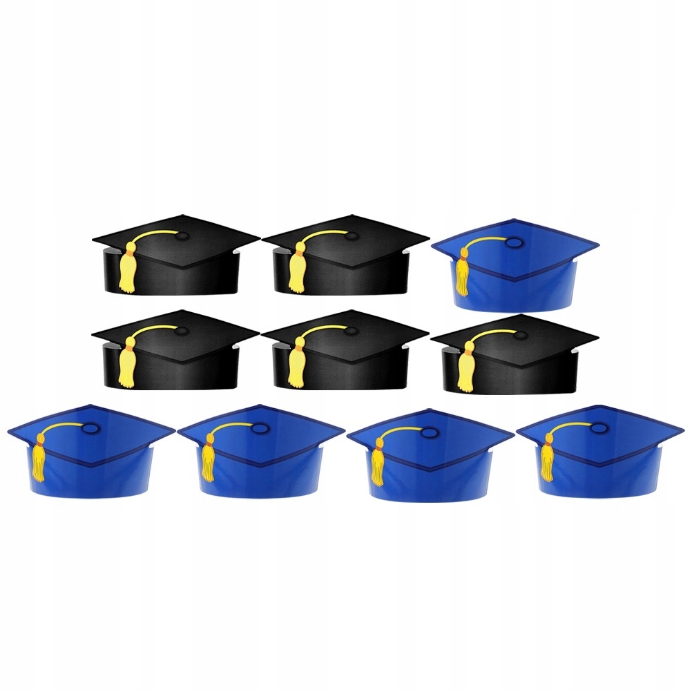 10 SZTUK PAPIEROWYCH CZAPEK ABSOLWENCKICH Z OZDOBNYMI FRĘDZLAMI