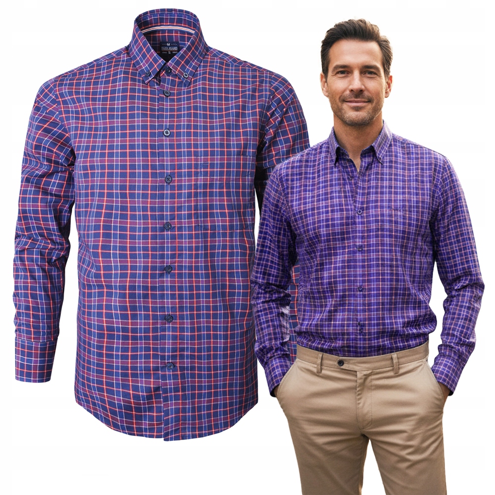 Pánská košile s dlouhým Kostkovaným rukávem, bavlněná Regular Fit Pako Jeans