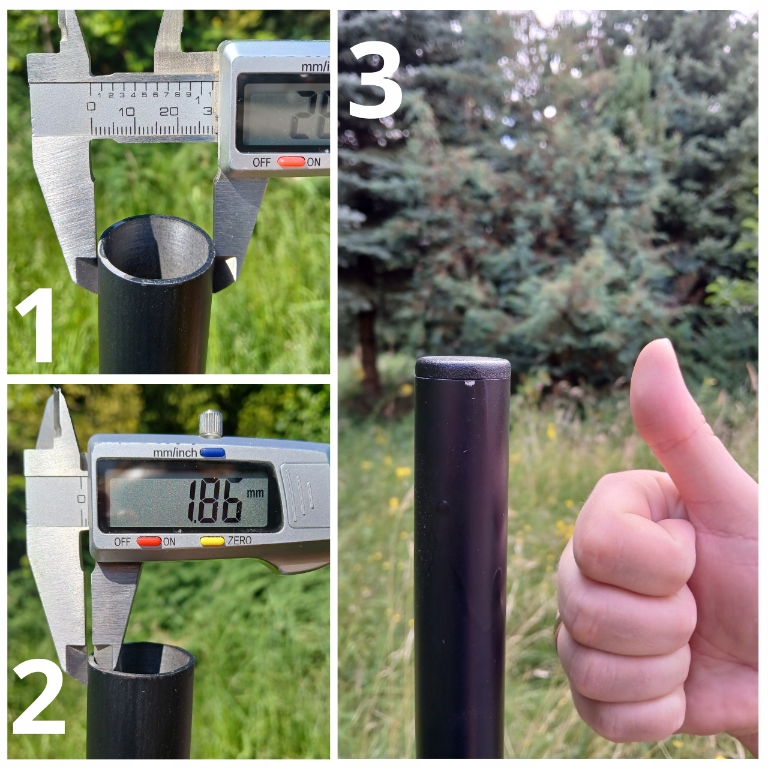 Zaślepka na profil korek do rur fi30 CZARNA daszek słupek 20szt Średnica/szerokość 30 mm