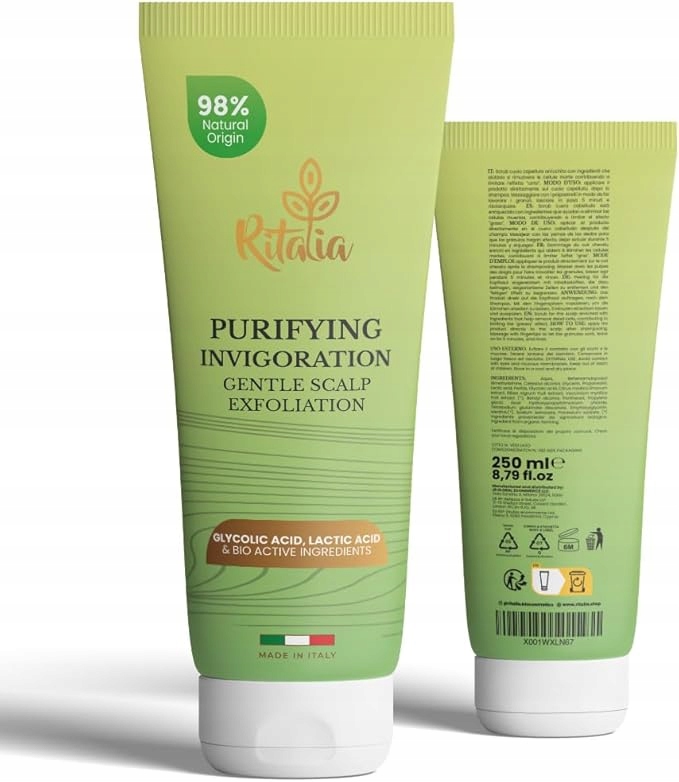 Ritalia Bio Čistící peeling na pokožku hlavy 95 % přírodních složek