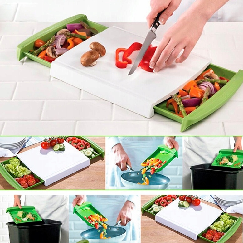 DESKA KUCHENNA DO KROJENIA WARZYW Z POJEMNIKAMI TV