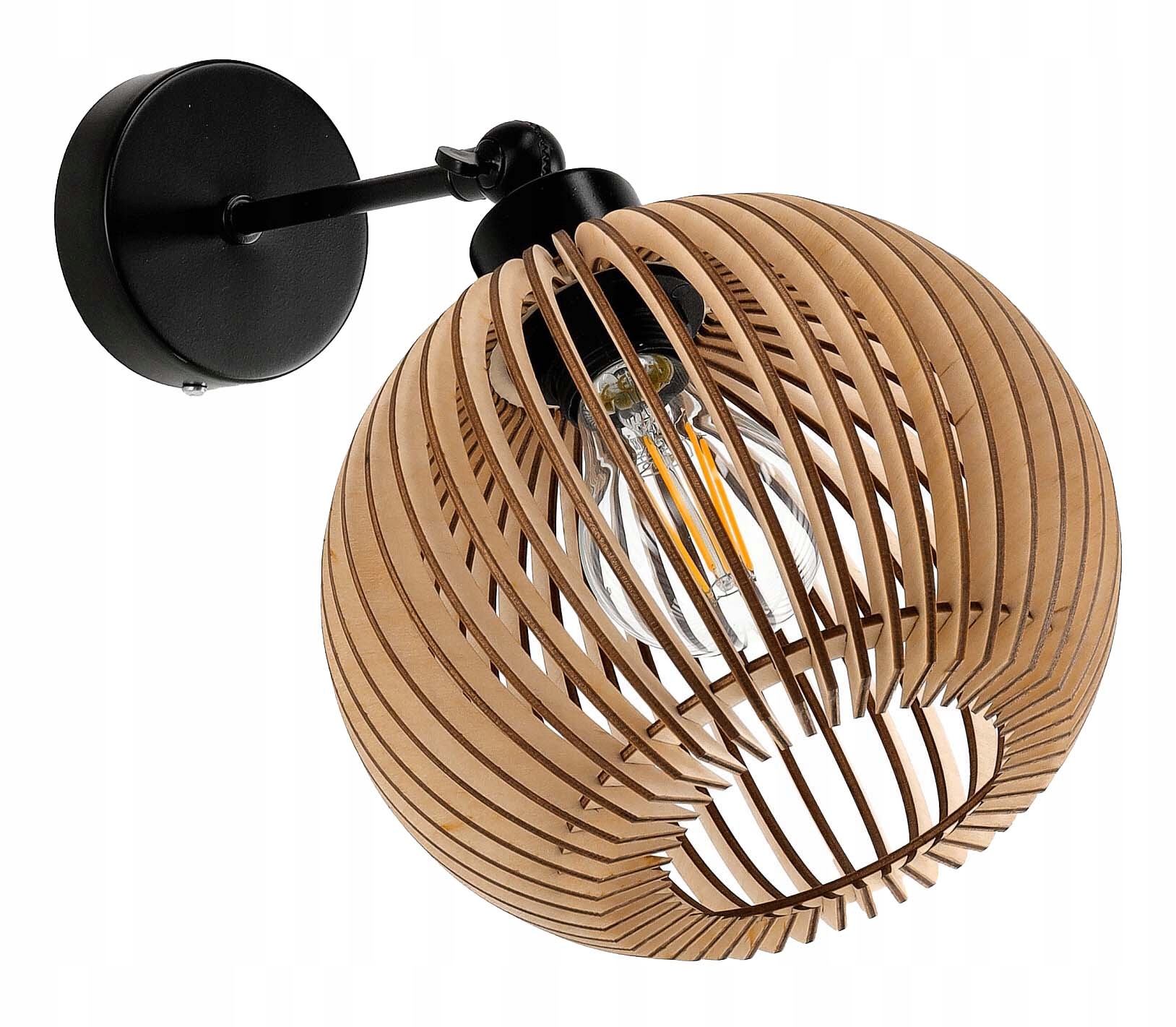 

Lampa Kinkiet na E27 ścienny ruch loft Kula Drewno