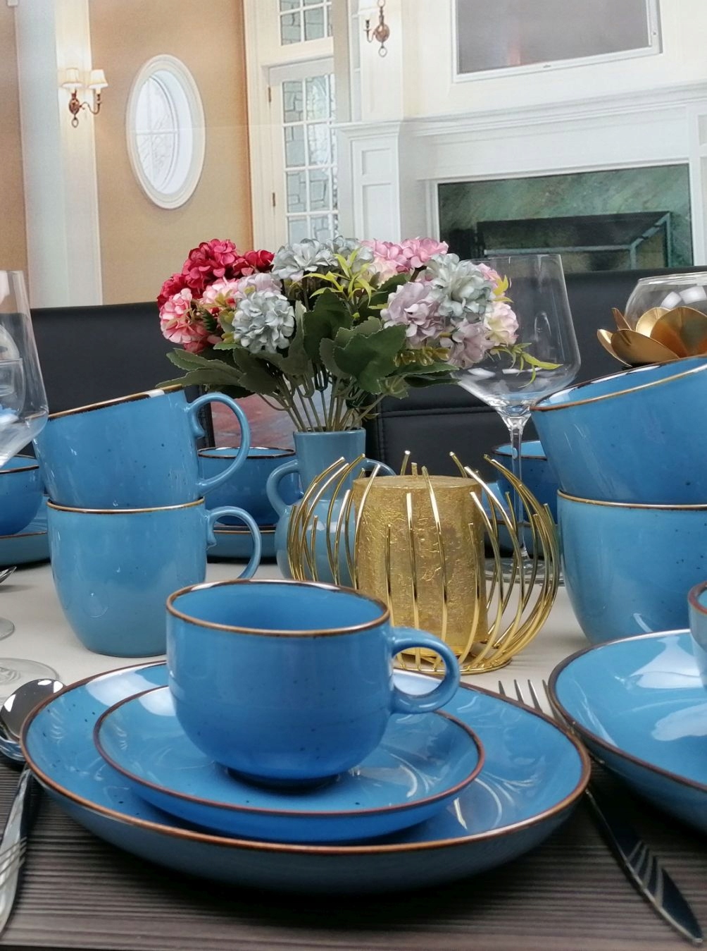 BOGUCICE RUSTIC BLUE SERWIS OBIAD KAWA 36 EL MISKA Liczba elementów w zestawie 36