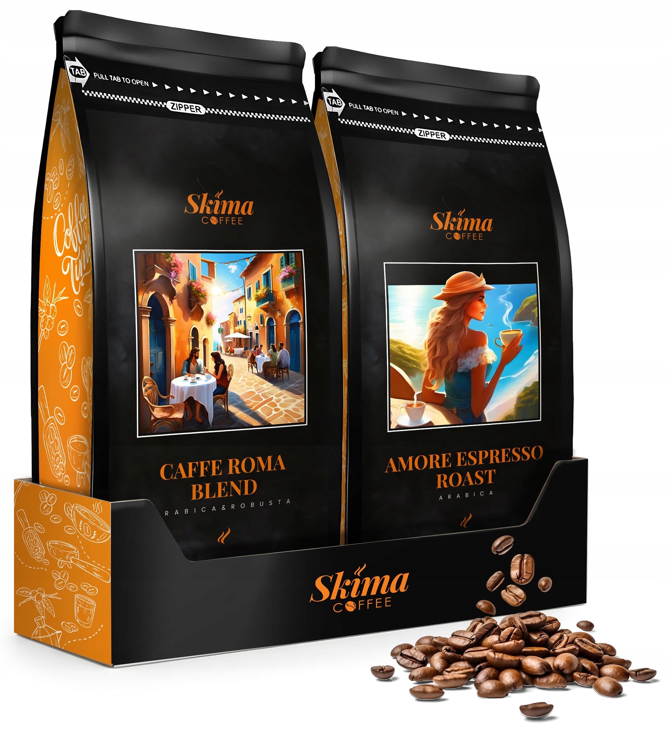 Levně Káva zrnková 1 kg x 2 Amore Espresso Roast/caffe Roma Blend čerstvá Dárek