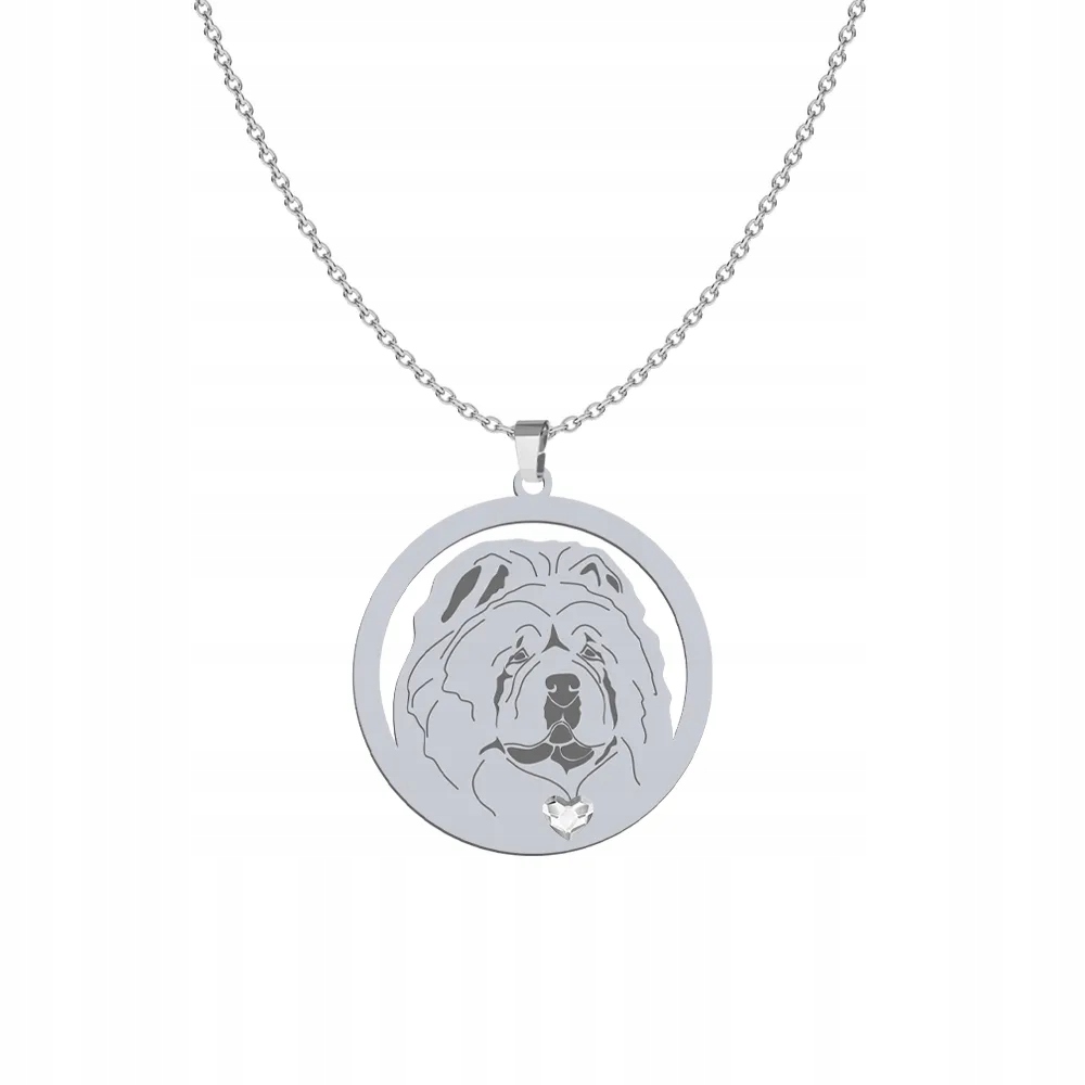 Stříbrný náhrdelník s psem Chow chow 925 Šperky Dárek Gravírování Bonus