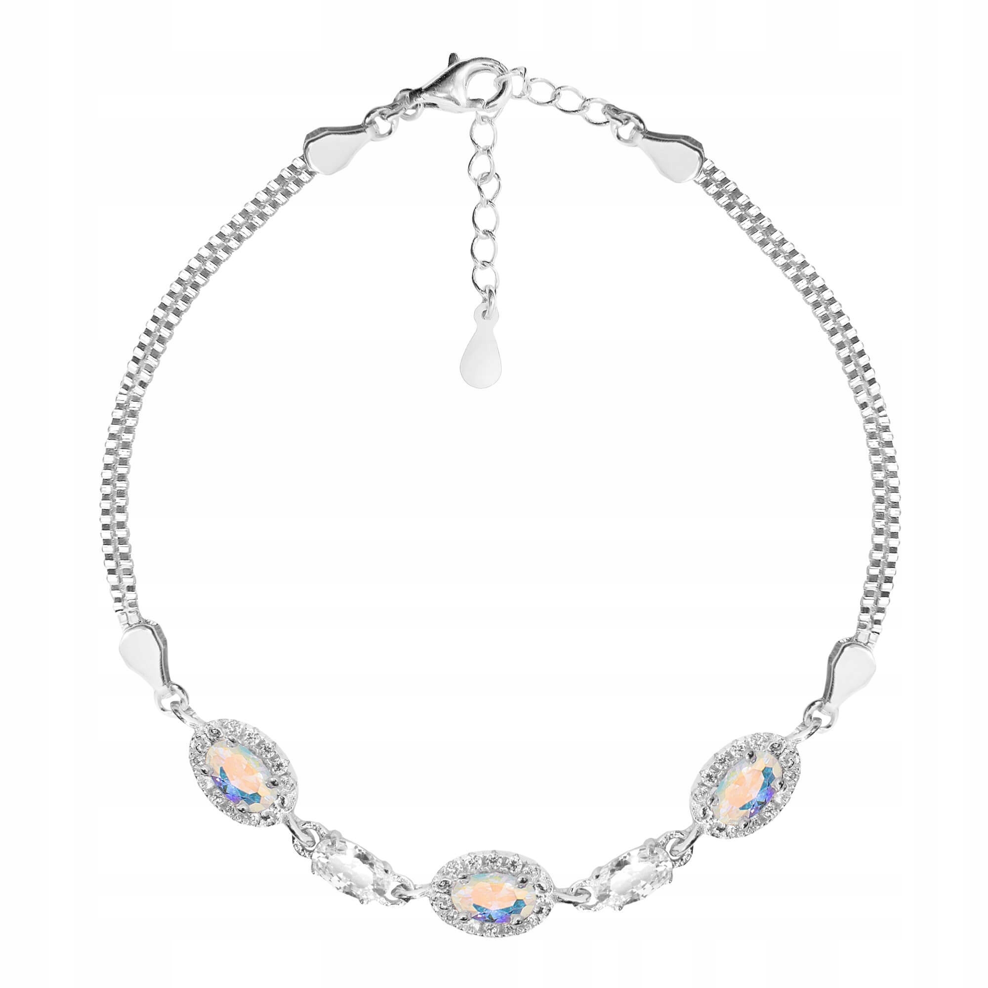 

Bransoletka srebrna z owalnymi cyrkoniami Sadva