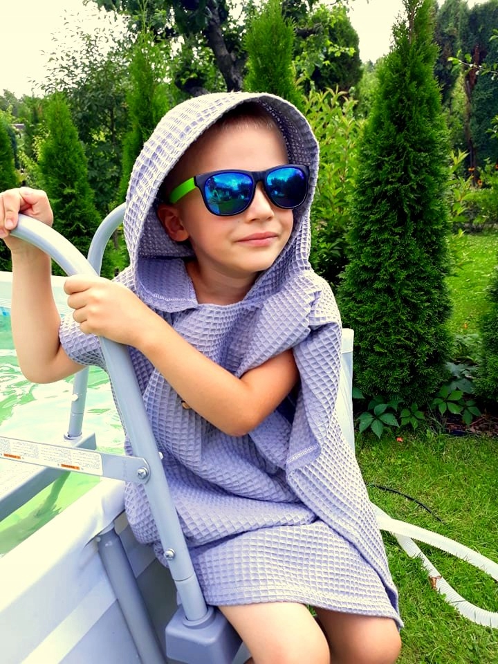 PONCZO z kapturem RĘCZNIK KĄPIELOWY wafel 6-9 lat Marka bez marki