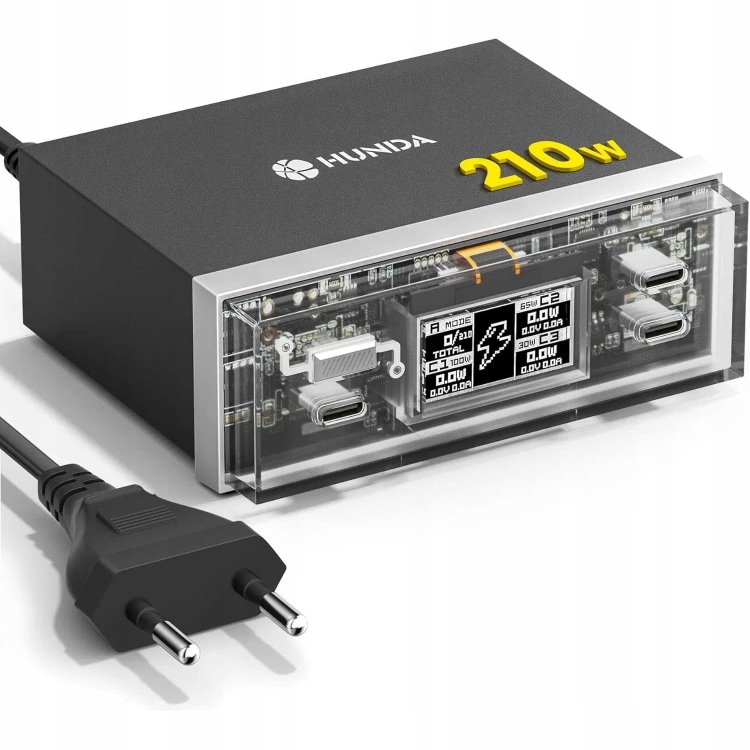 Usb C nabíječka 210W, 4 porty, nabíječka Pd, nabíječka Pps 100W Hunda