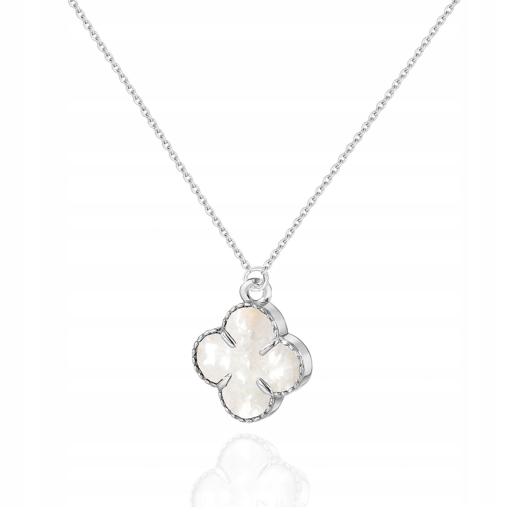 Stříbrný náhrdelník čtyřlístek velký 14 mm perleť Ag.925 45 cm