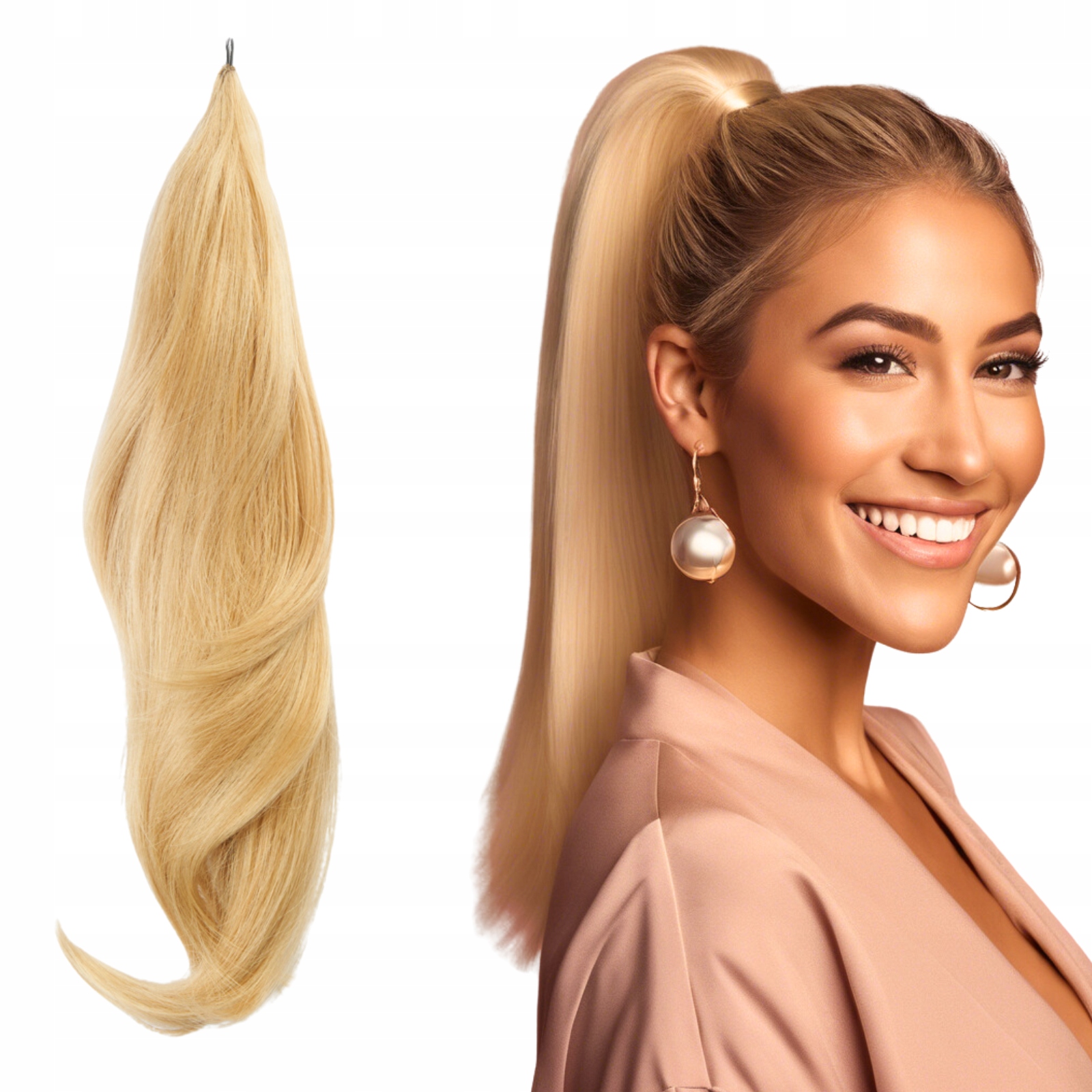 Připínací culík 50 cm na drátu #613c/86/18 Zlaté blond vlasy jako přírodní