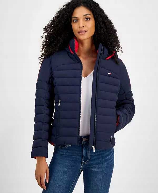 Tommy Hilfiger dámská zimní bunda Hooded Long-Sleeve modrá S