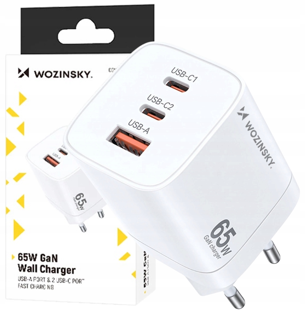 Wozinsky CGWCW GaN USB-A 2x USB-C 65W Biały