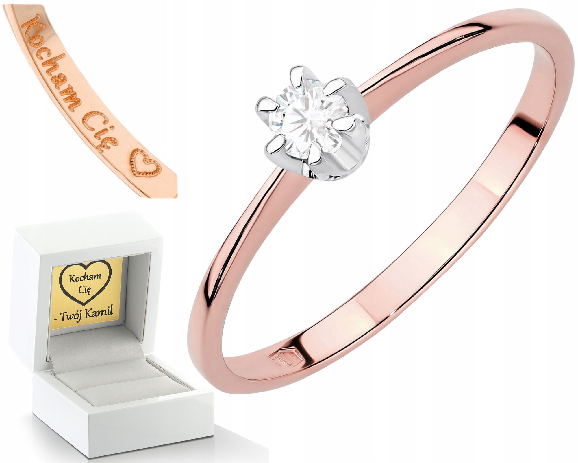 Exkluzivní Prstýnek S Diamantem Lab Růžové Zlato 14K