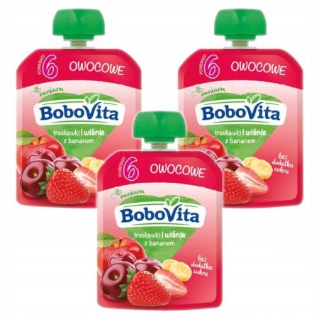 Bobovita Mus truskawki i wiśnie z bananem 3 x 80 g