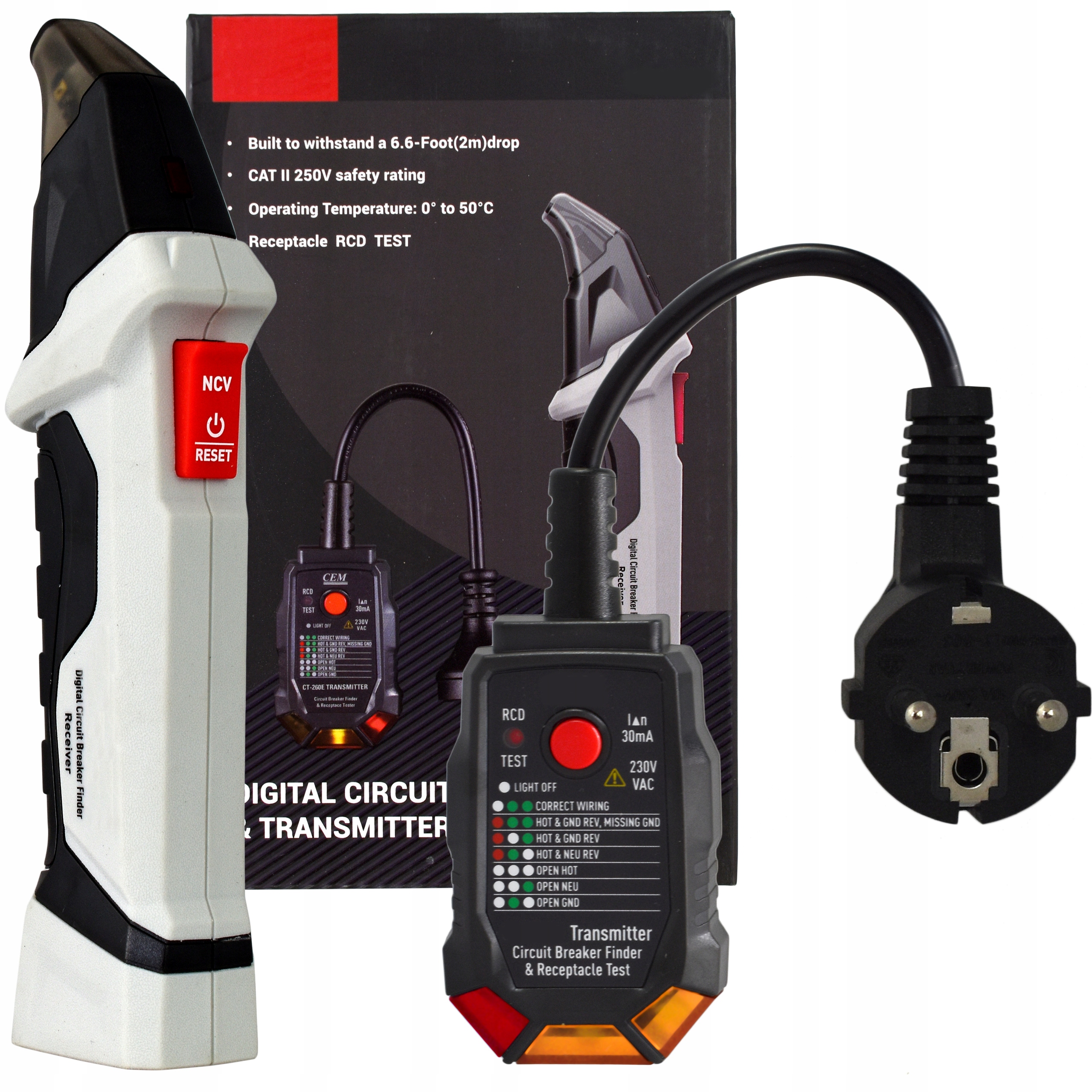 Detektor bezpieczników gniazdek włączników kontaktów tester róznicówek