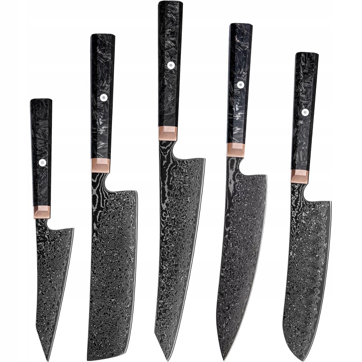 Sada damaškových kuchynských nožov Ry 39269 Čierna/5ks KP-39269