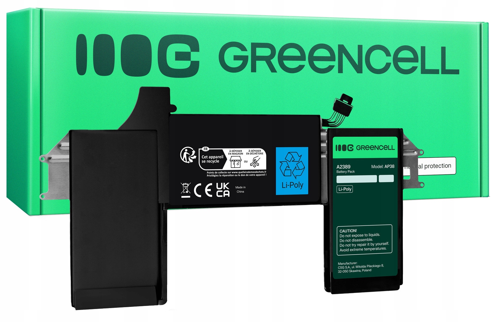 Bateria Green Cell A2389 do Apple MacBook Air M1 13 A2337 (2020) 2700MAH