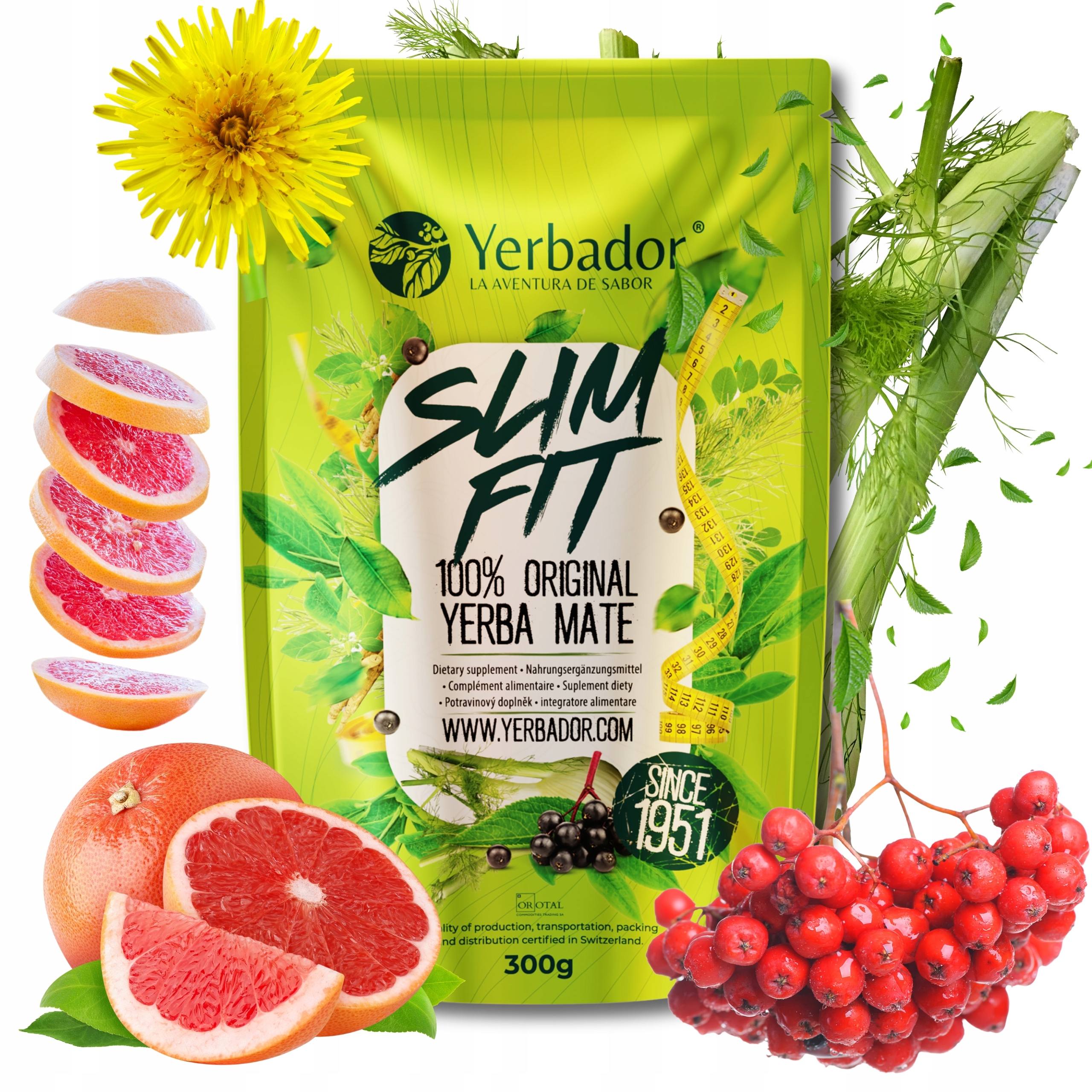 Yerbador Yerba Mate Podpora hubnutí Slim Fit Přírodní energie 300 g