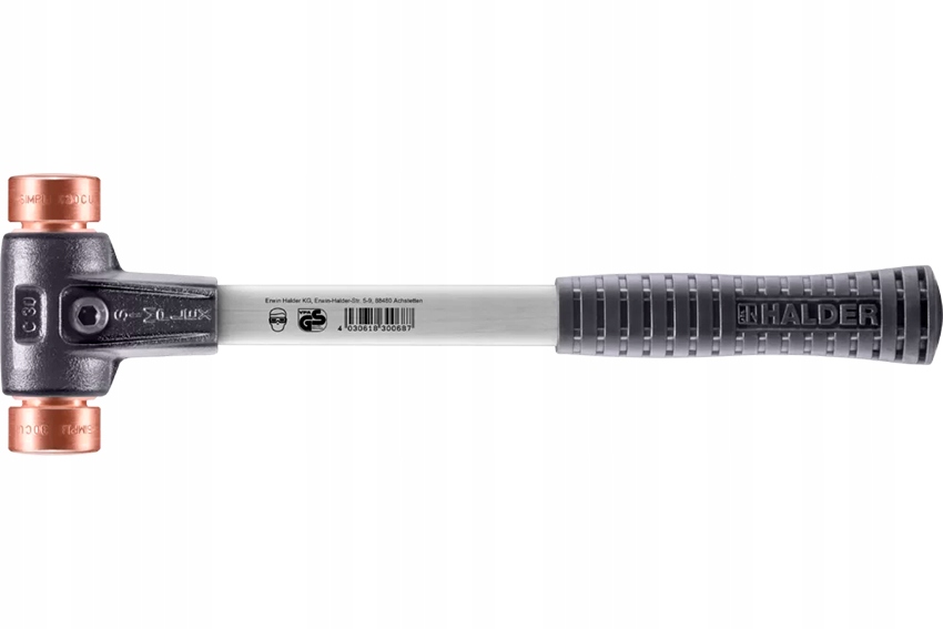 Kladivo Halder Simplex s vyměnitelnými hroty, 2 x měděná měď Ø40 330 mm