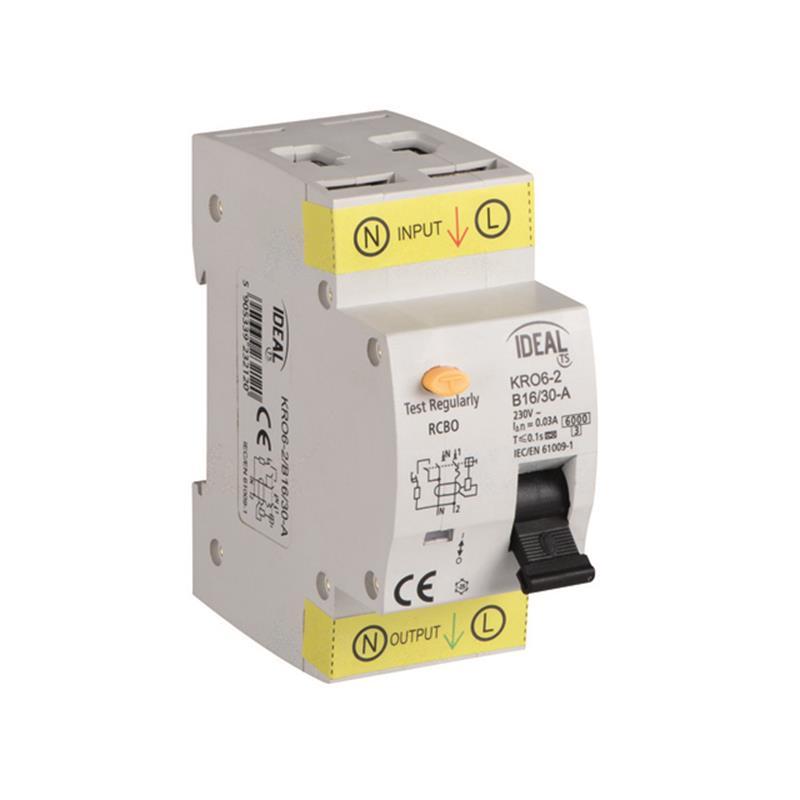 Vypínač s členem KRO6 2P B16 30mA A Ideal