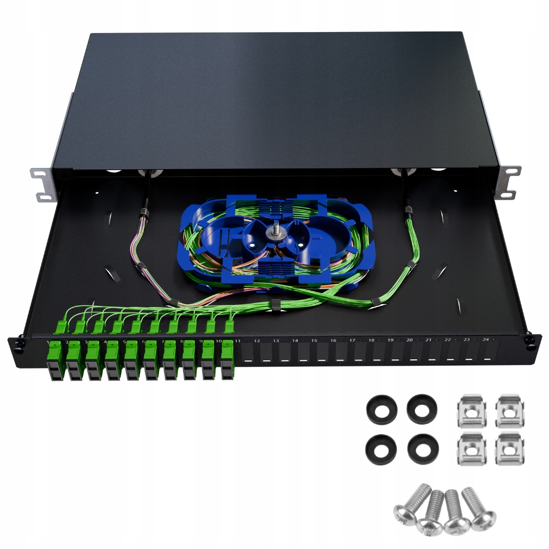 Optický přepínač Šuplík Rack 19" 1U pro skříň Rack 24xSC Duplex