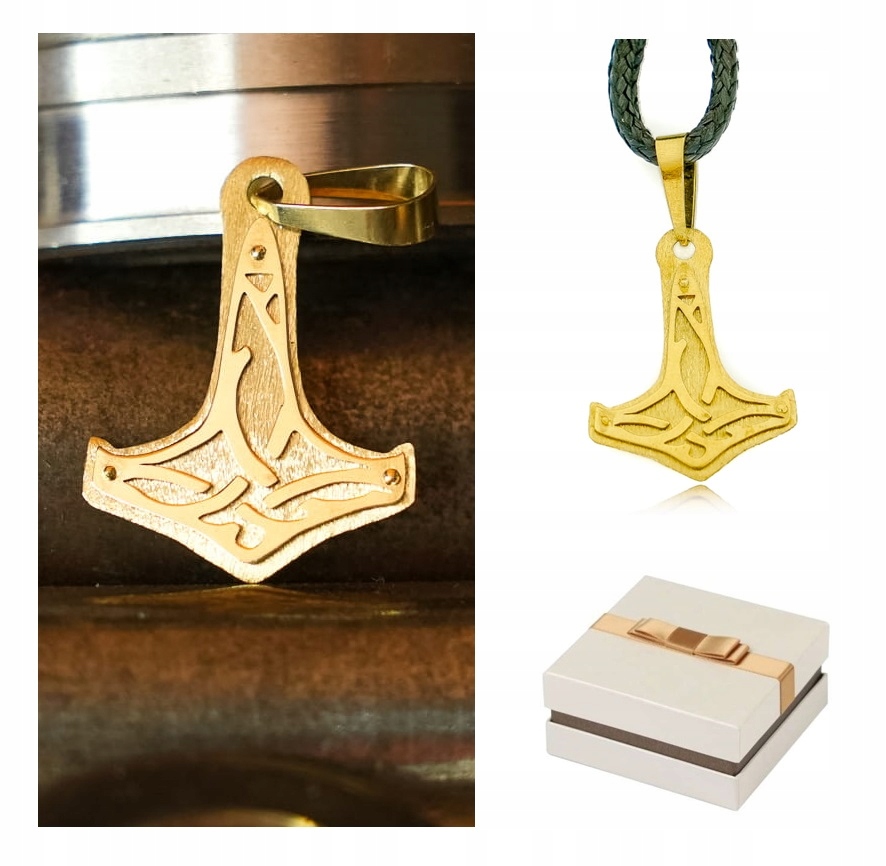 Zlato 585 Zlatý přívěsek Pánský náhrdelník Zlaté kladivo Thora Mjolnir 14 kt