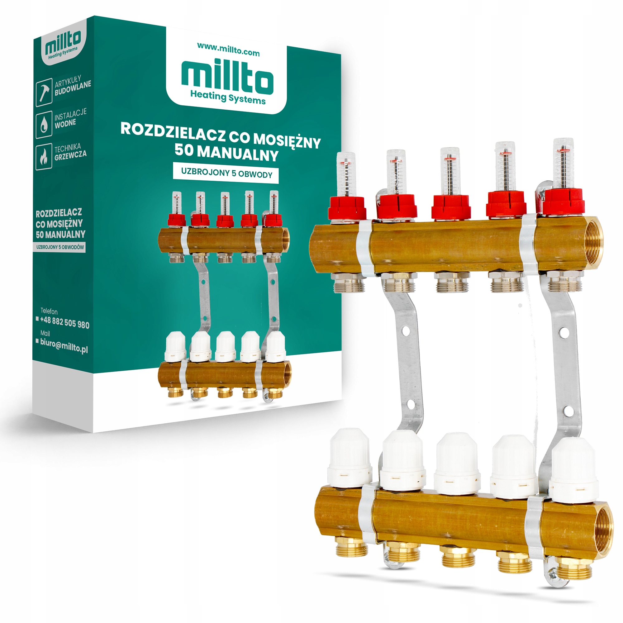 Rozdělovač podlahových krytin pro podlahové vytápění 5 okruhů Sekce Rotame 4F