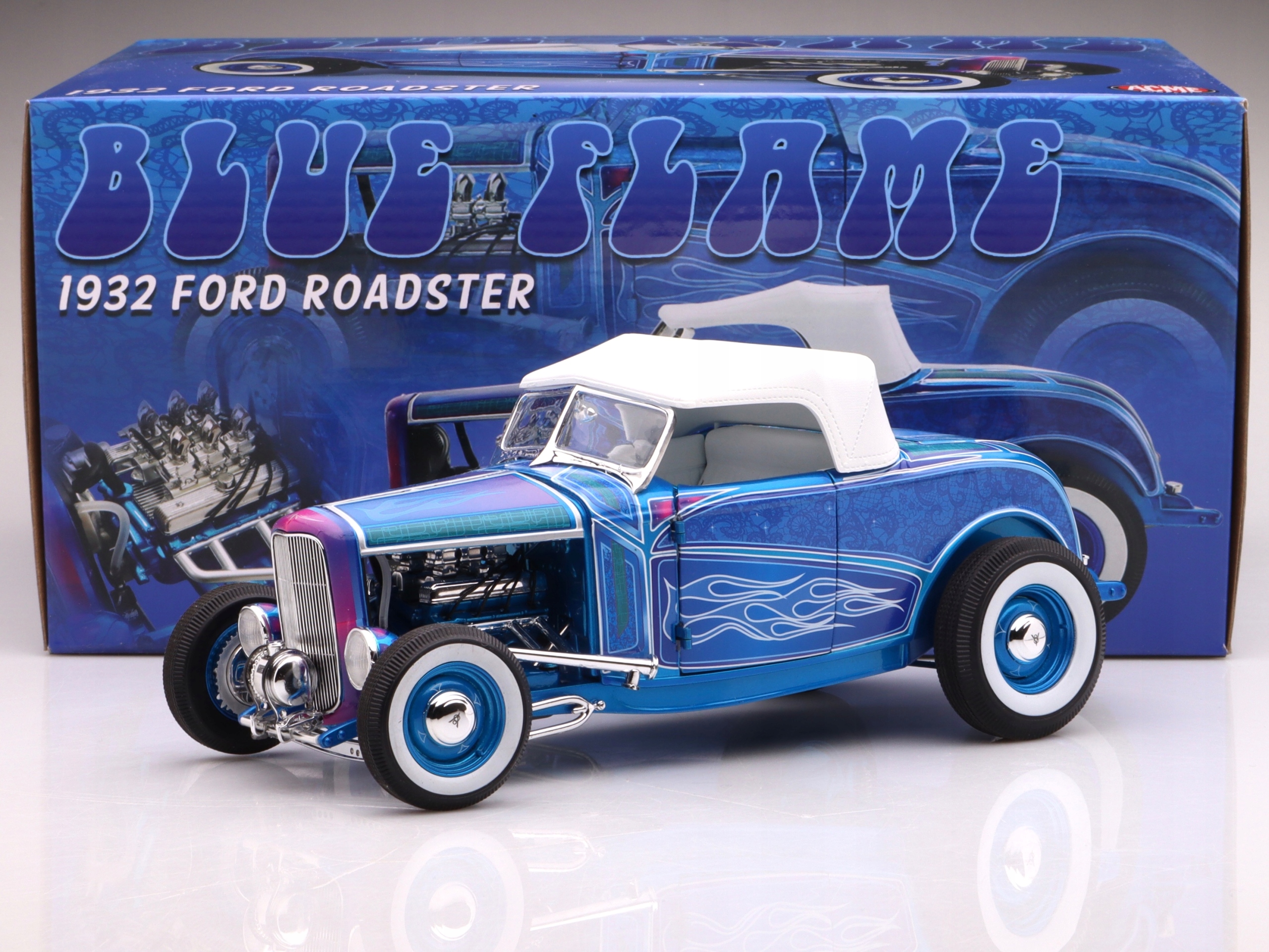 Ford Roadster 1932, modrý s plameny Acme 1:18