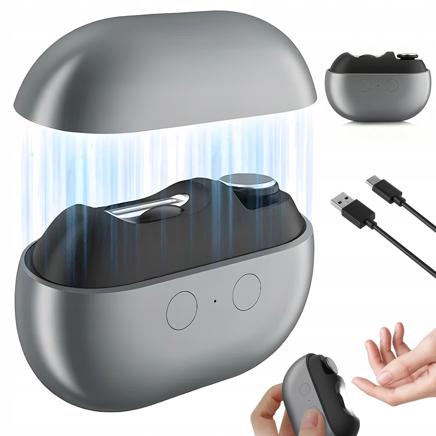 Elektrický Pilník Na Nehty Automatická Usb Led Stříhačka Šedá