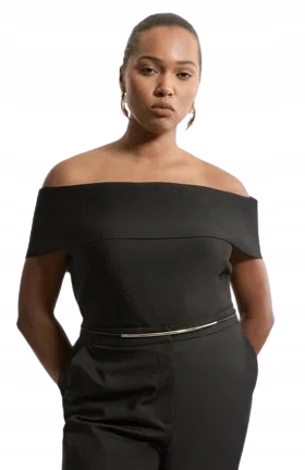 Karen Millen Černá Halenka Se Španělským Výstřihem Plus Size XXL B1F