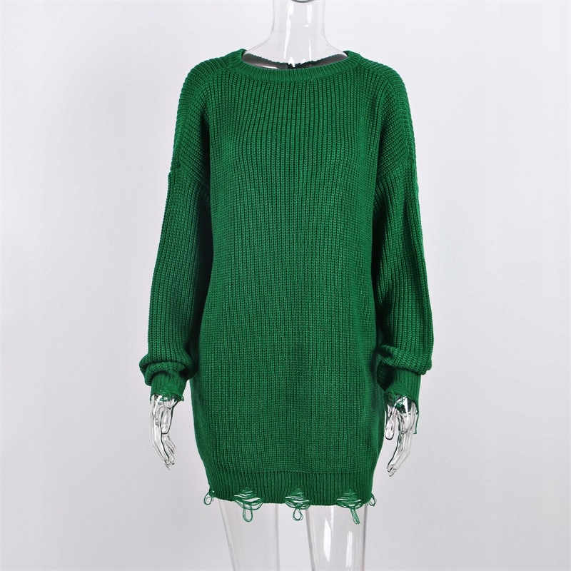 DAMSKA SUKIENKA SWETER CZARNA WYGODNA DZIURY SEXY Rozmiar L