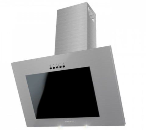 Okap Kuchenny Maan Vertical 60cm srebrny Ścienny Szkło Led Cichy Mocny