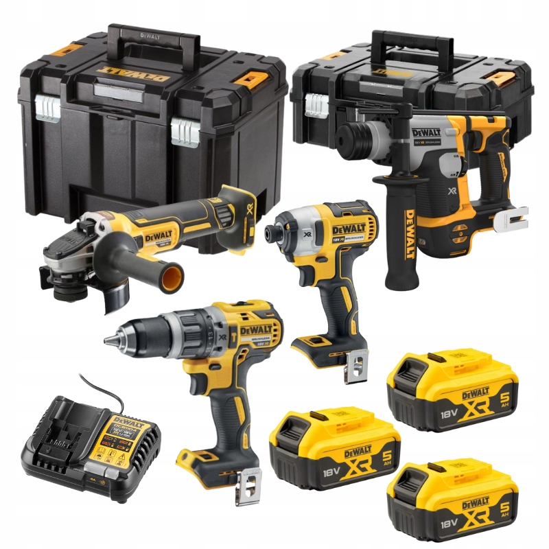 Zestaw 4 narzędzi 18V Xr DeWALT DCG405+DCH172+DCD796+DCF887 18V Xr 3x5Ah