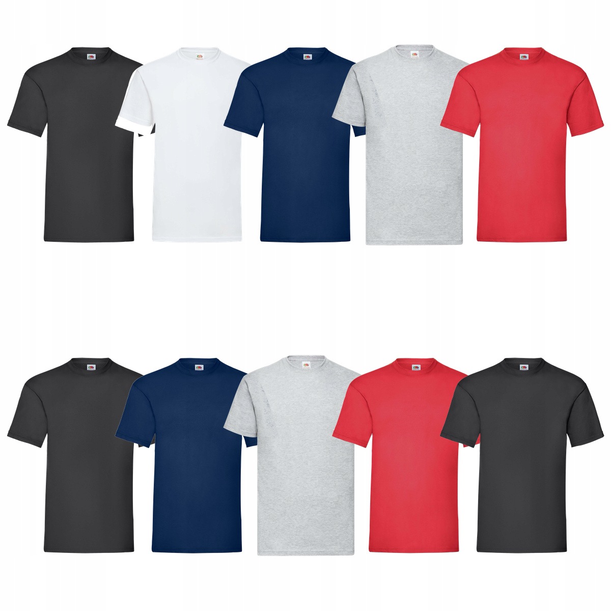 10x Pánské tričko 3x Černobílé Červené Fruit of the Loom Valueweight XL
