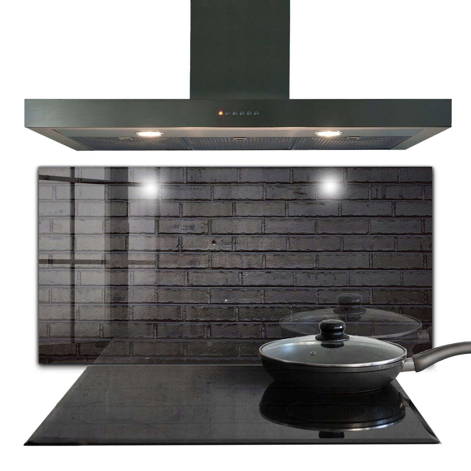 Skleněný nástěnný panel Černý cihlový beton 100 x 50 cm