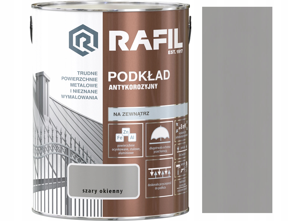 

Rafil Podkład Antykorozyjny Szary Okienny 5L
