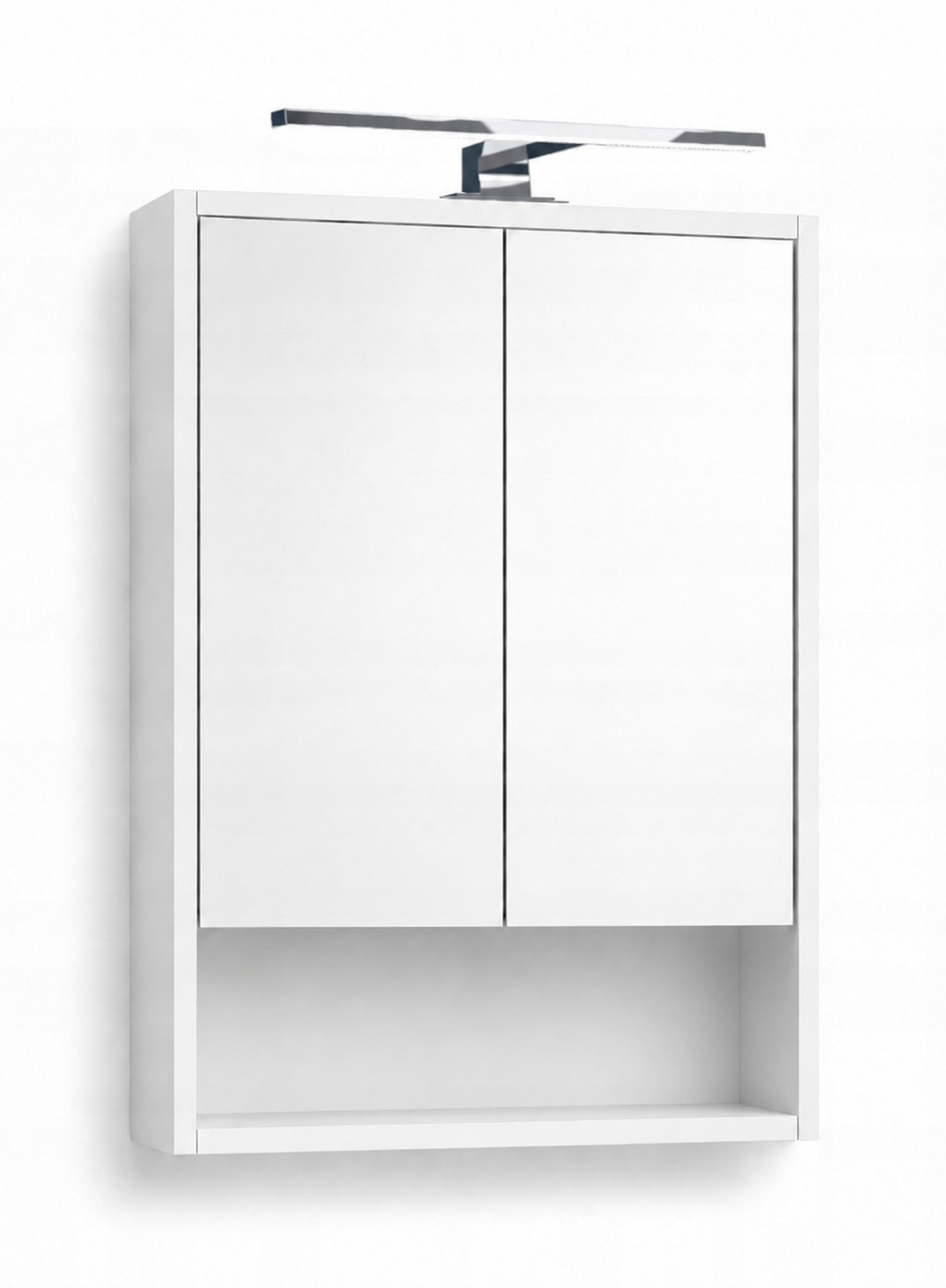 Kúpeľňová zrkadlová závesná skrinka so zrkadlom biela matná 50x70 cm Led lampa