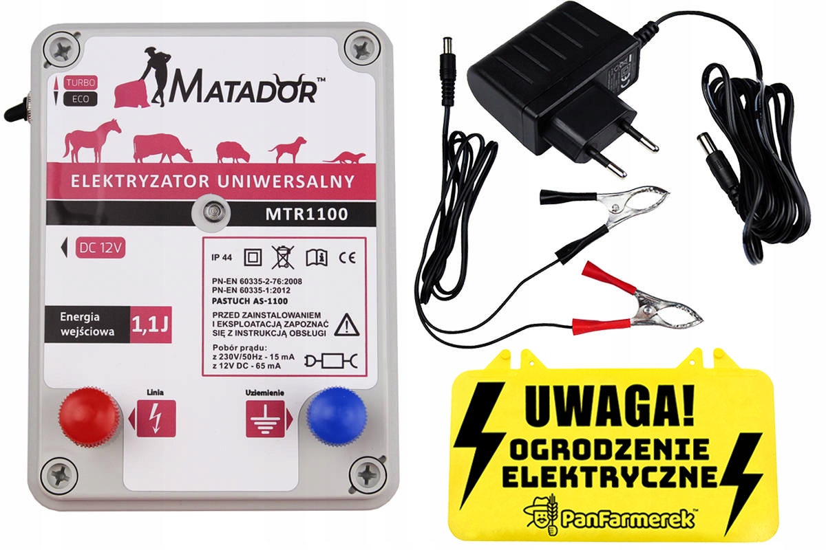 Pastuch elektryczny elektryzator 1,1J psy konie +BATERIA + Panel Solarny Kod producenta 5902288237251