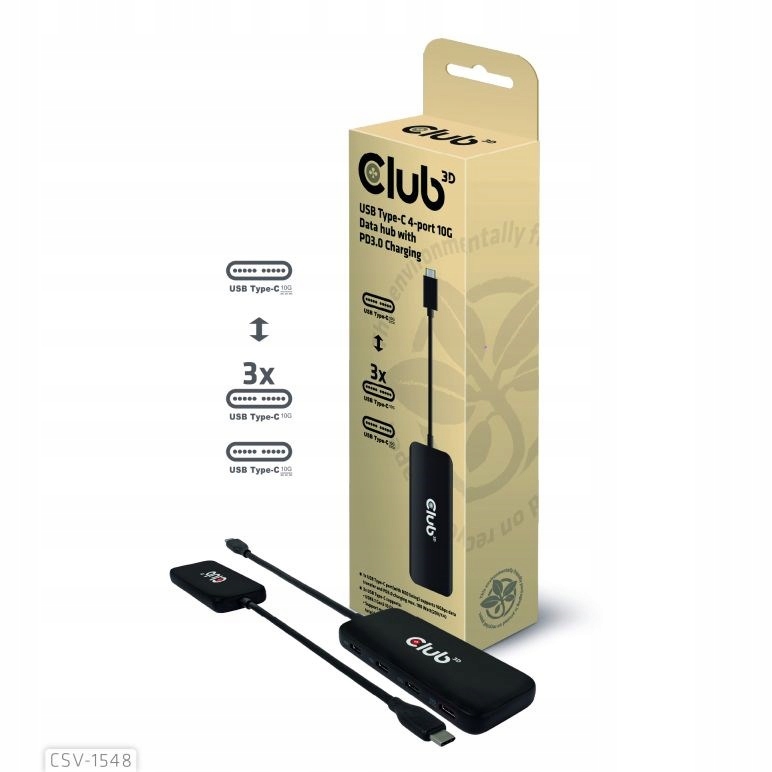 Club3D hub 1xUSB-C na 4xUSB-C, 10Gbps port, Pd 3.0 CSV-1548