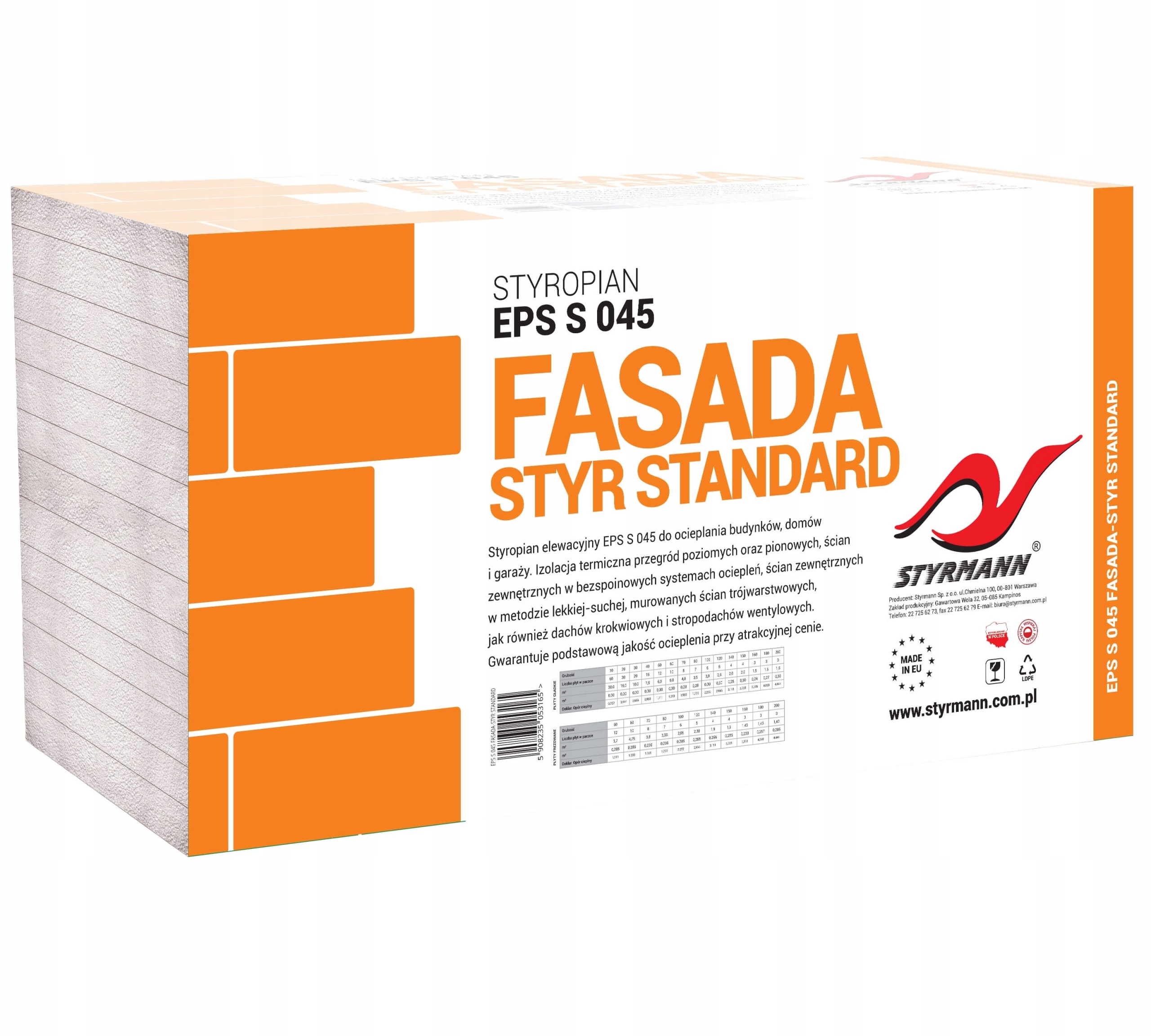 

Styropian Elewacja Fasada 045 16cm / paczka 1,5m2