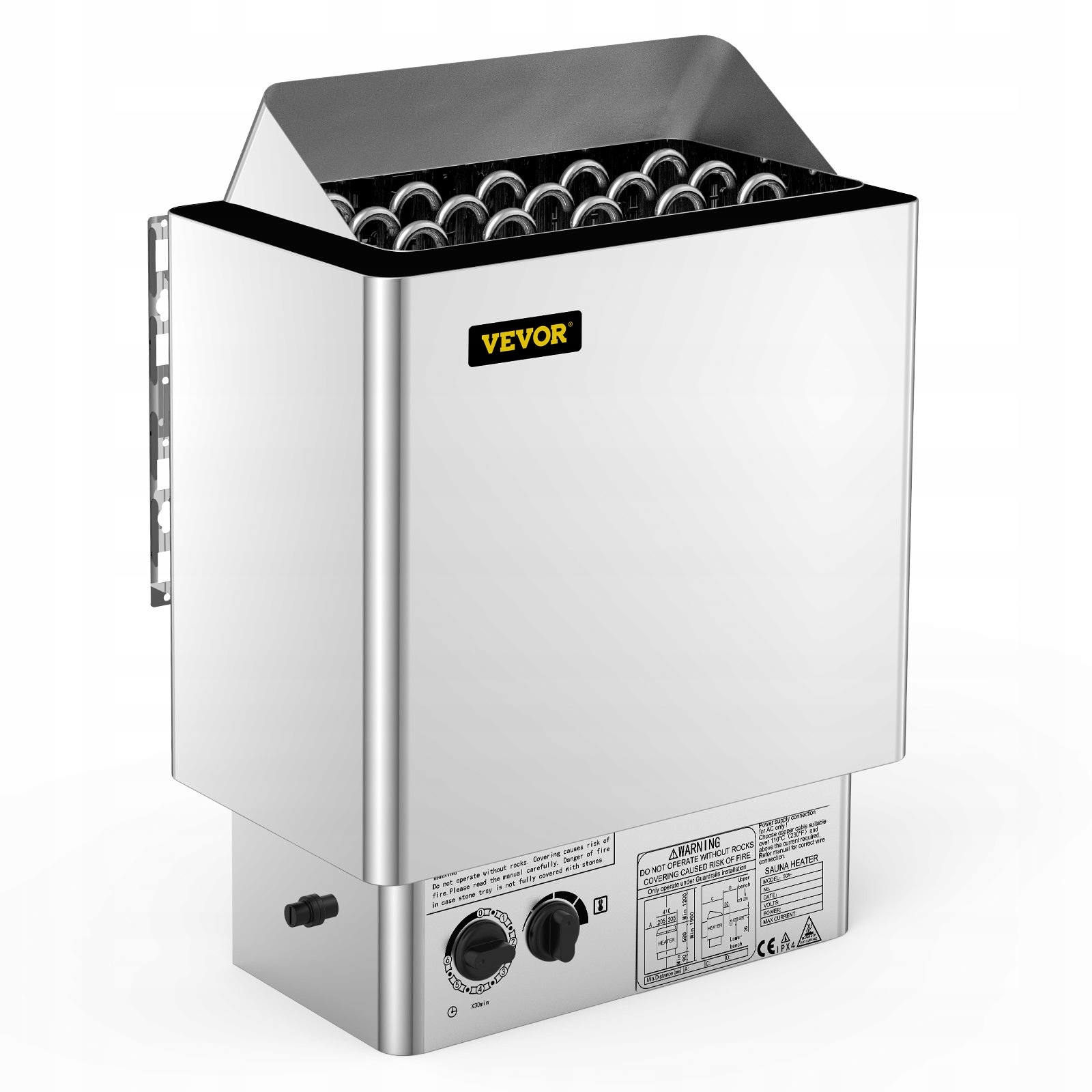 Elektrická saunová pec 9 kW, 380-415 V, nerezová oceľ, montáž na stenu