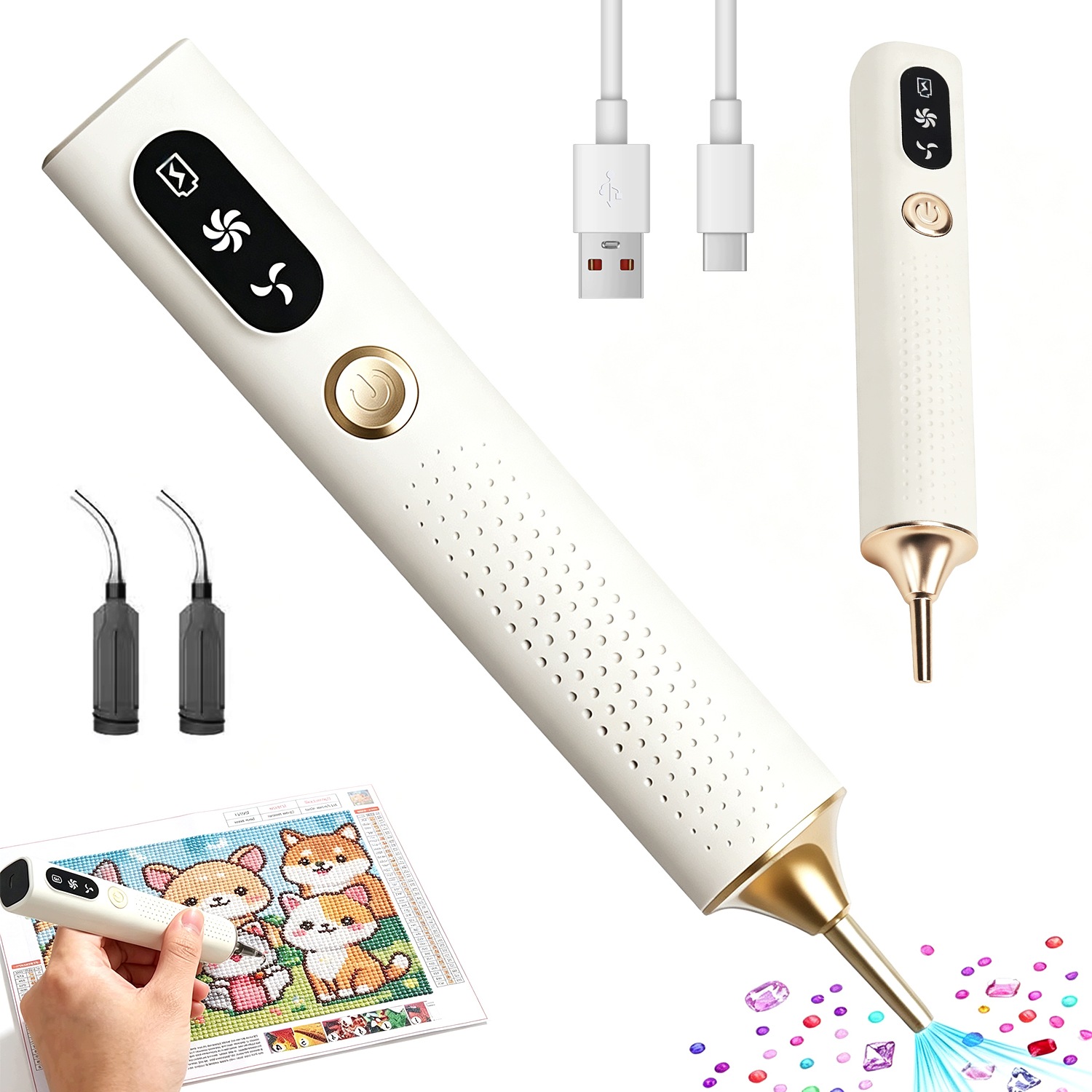 Elektrický Diamantový Propiska Pro Malování Usb Náhradní Hlavice Sada