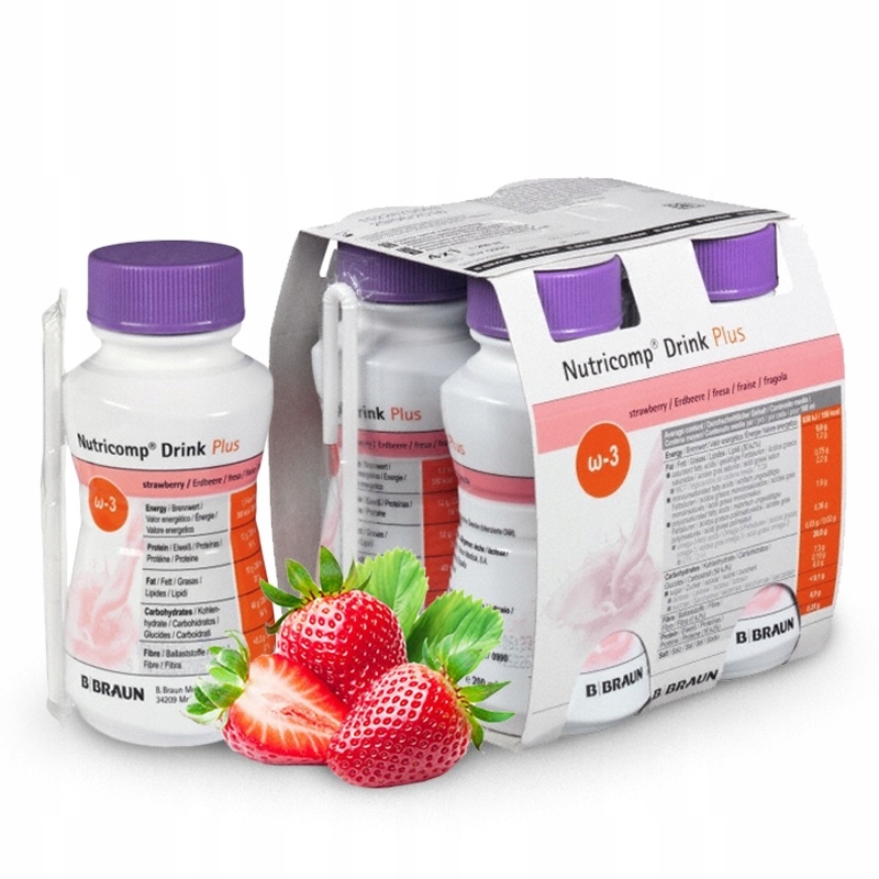 Nutricomp Drink Plus o smaku truskawki 24 x 200 ml