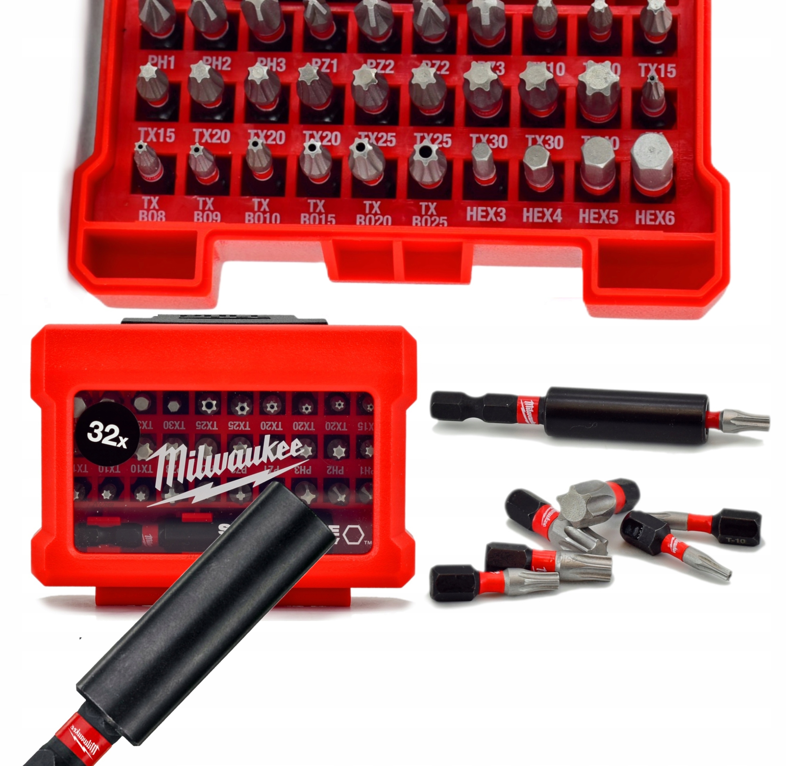 Milwaukee Zestaw Bity Udarowe Wkrętarki Torx Pz Ph Hex Uchwyt 60mm 32el.
