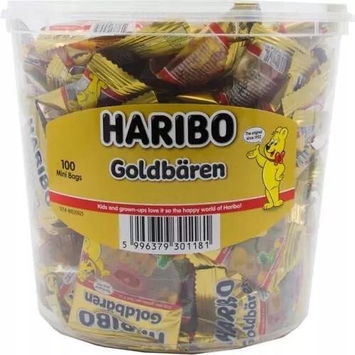 Haribo bonbóny mini Goldbären dóza 100ks 1kg