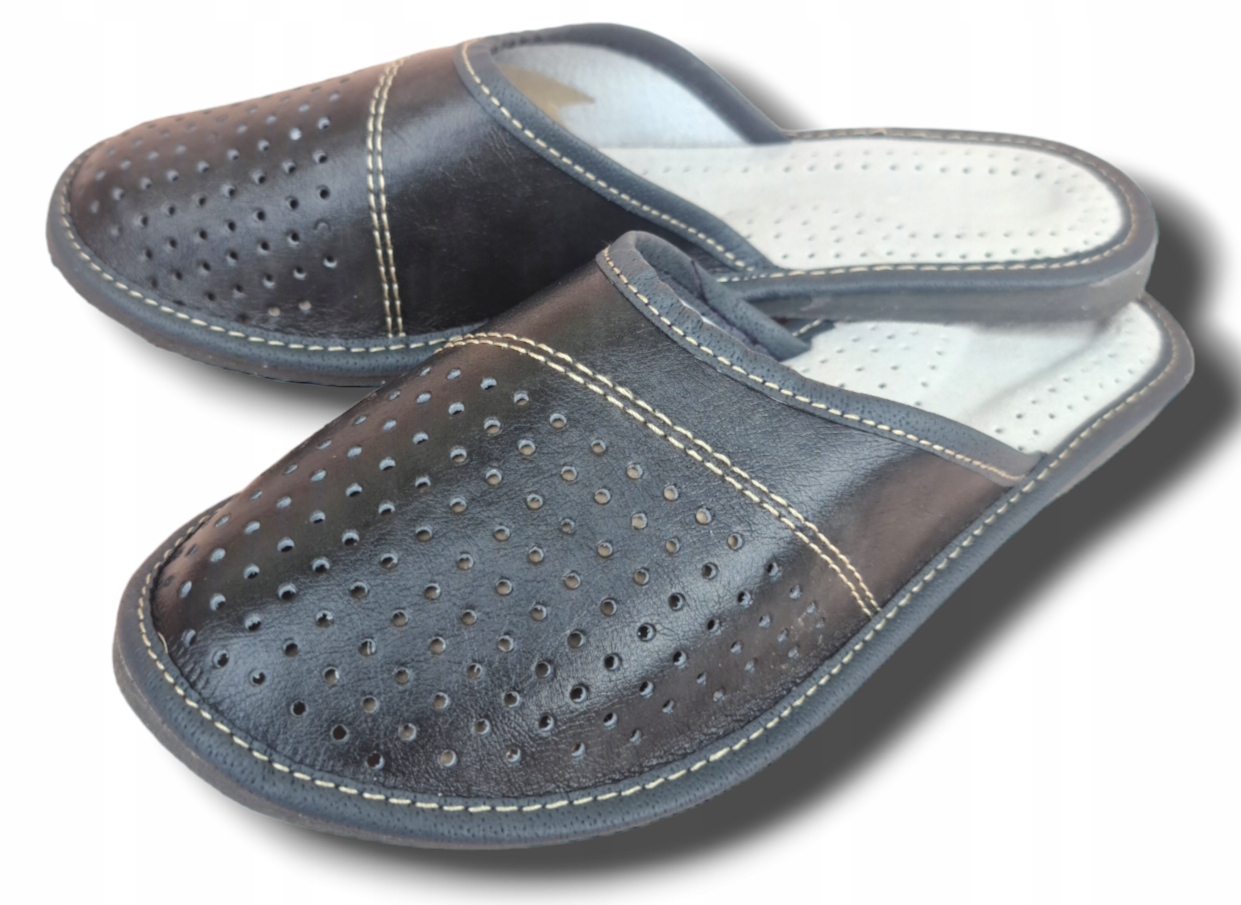 Pantofle Klapki Męskie Skórzane Rozmiar 43 Wsuwane Grafitowe Rozmiary 40-46 Marka inna