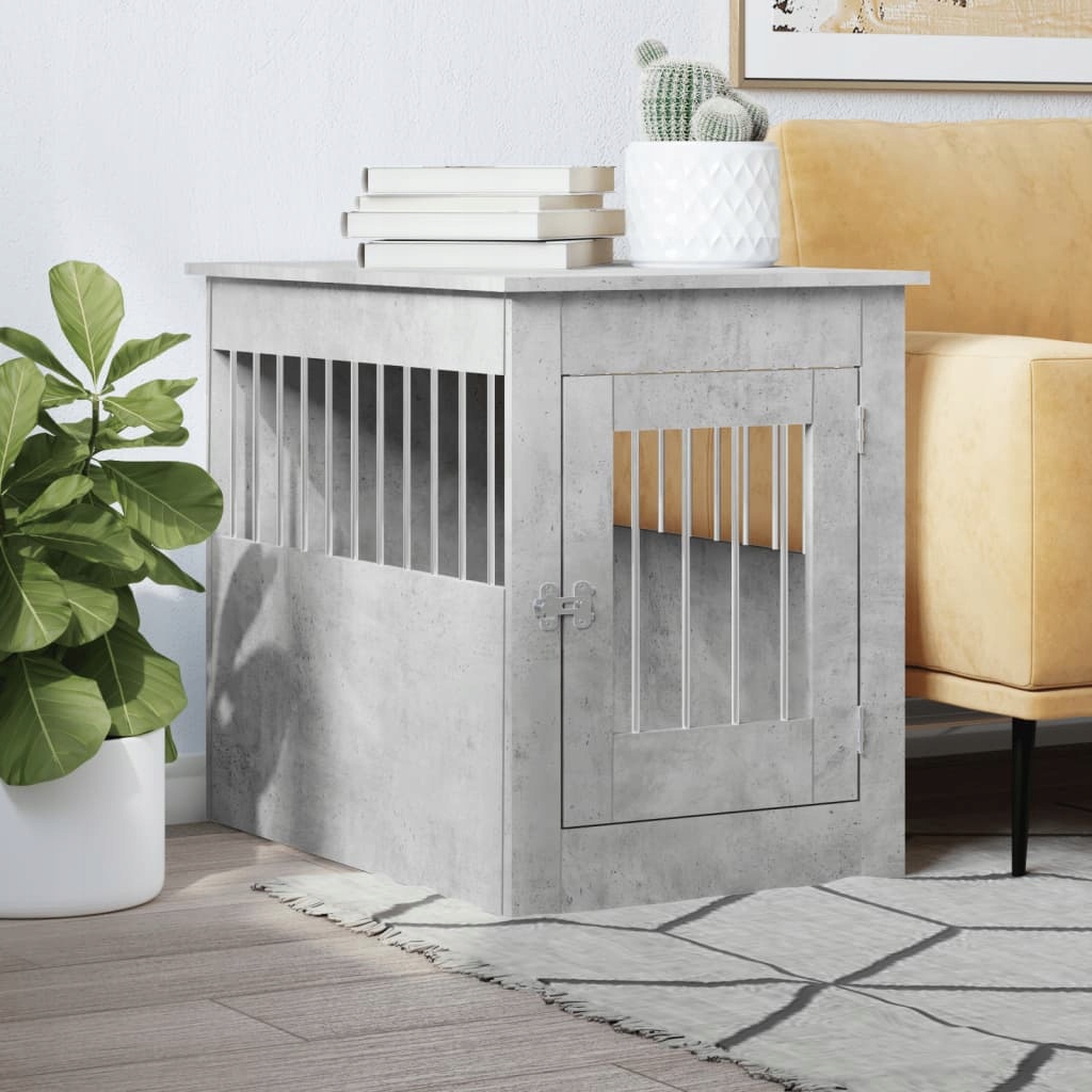 Fionshop 262673305 Psí bouda a koncový stolek betonově šedá 55x80x68 cm k